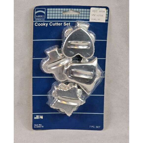 Vintage Mirro Cookie Cutters Cooky Christmas 7 Piece Aluminum S-3459-15 USA NOS - Picture 1 of 8
